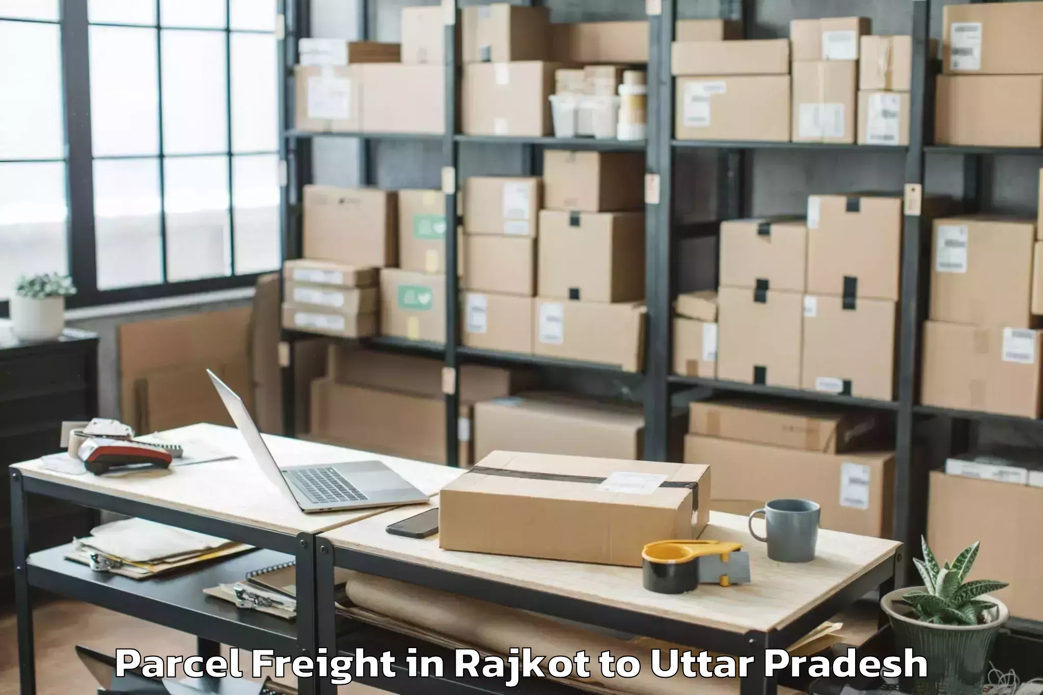 Top Rajkot to Kasganj Parcel Freight Available